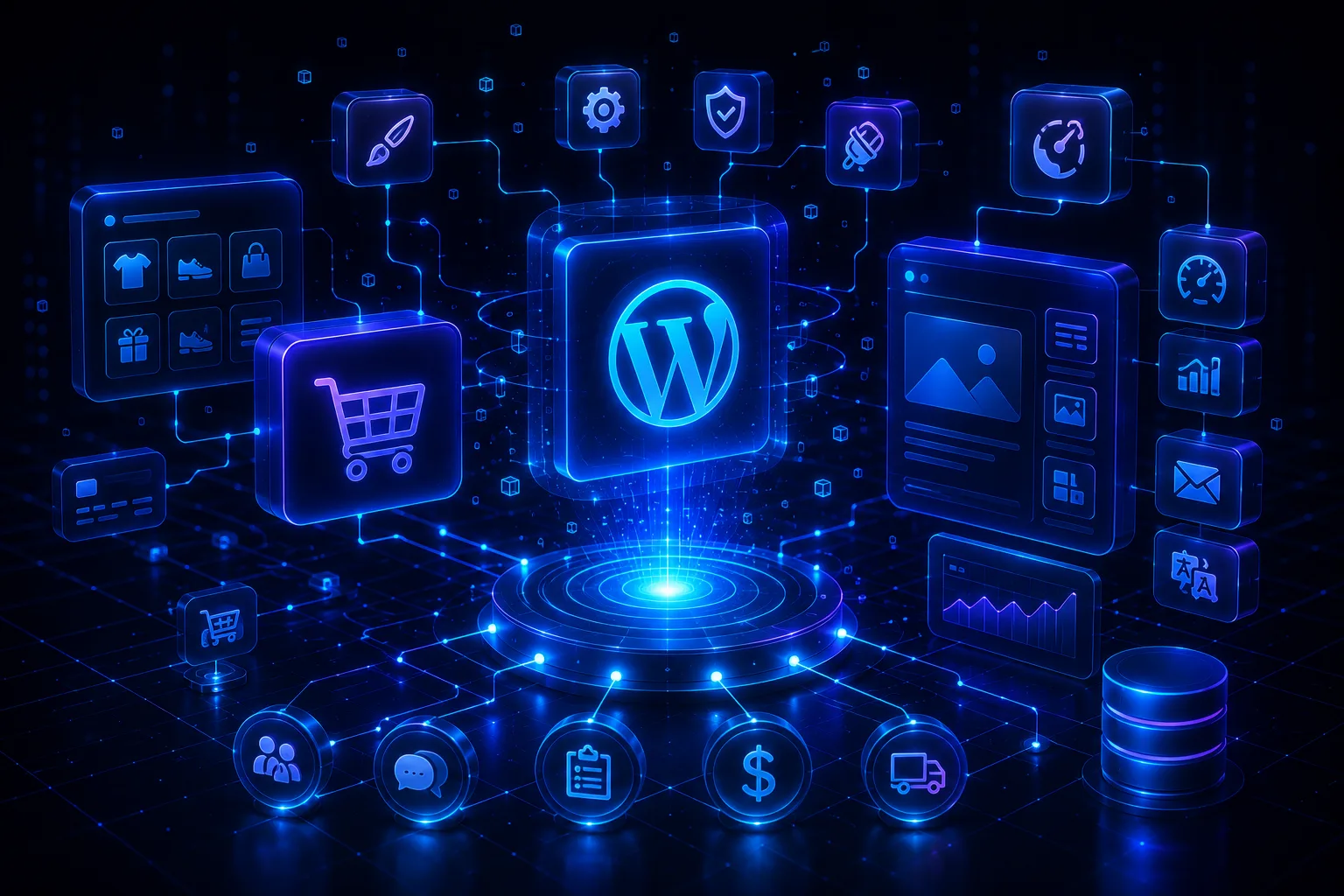 Integrated WordPress website ecosystem with commerce, analytics and security — Al Shohab Al Aaliah